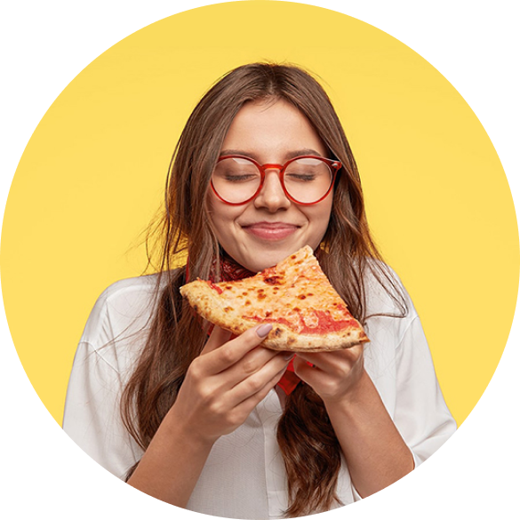 foto girl with pizza